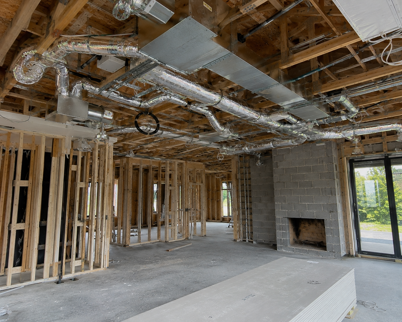 Insulated ventilation ductwork within a timber home structure
