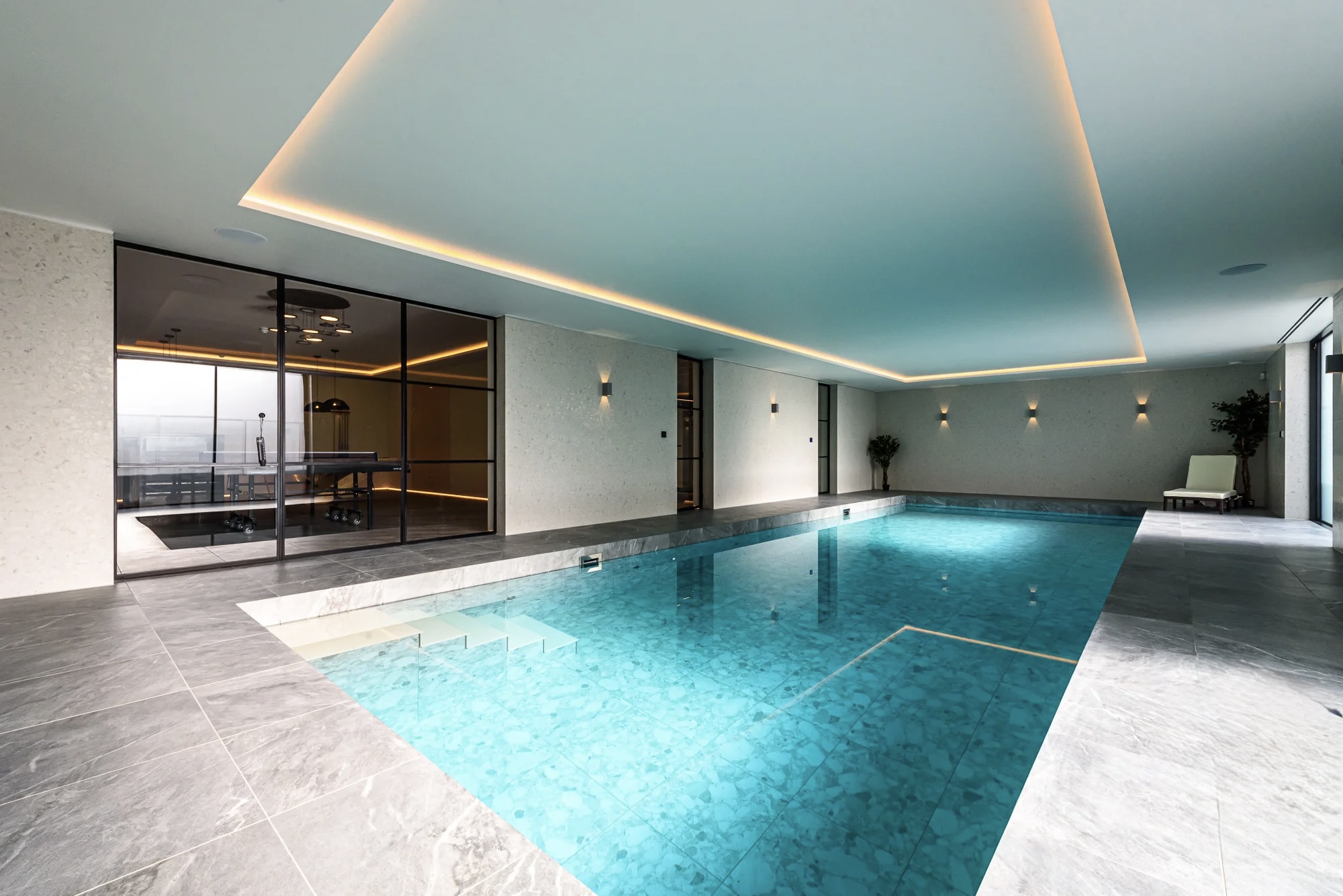Luxury residence served by fully integrated pool and spa plant