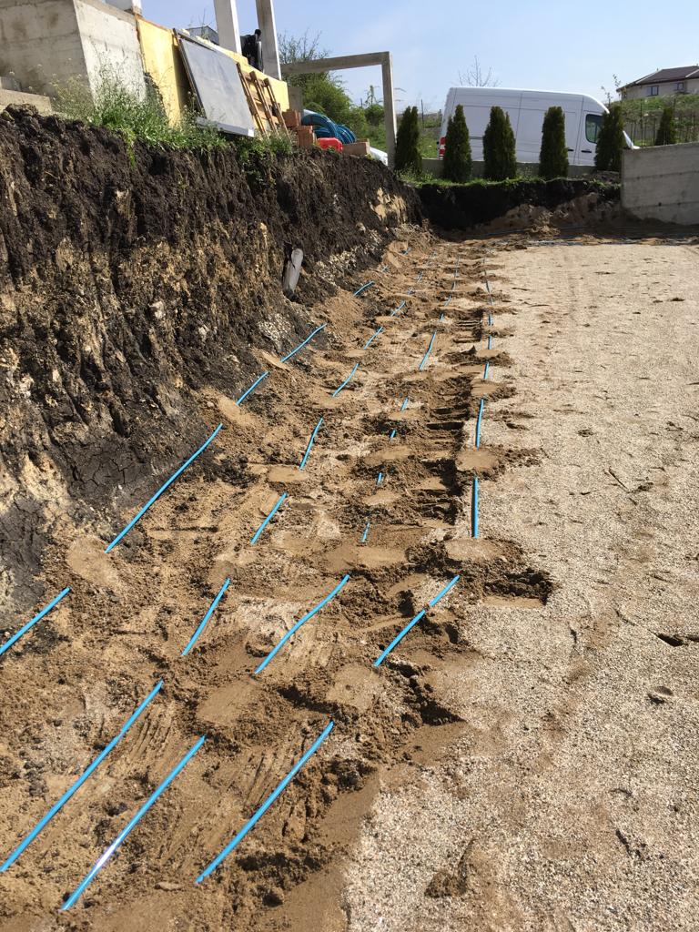 Horizontal collector circuits installed along a prepared excavation