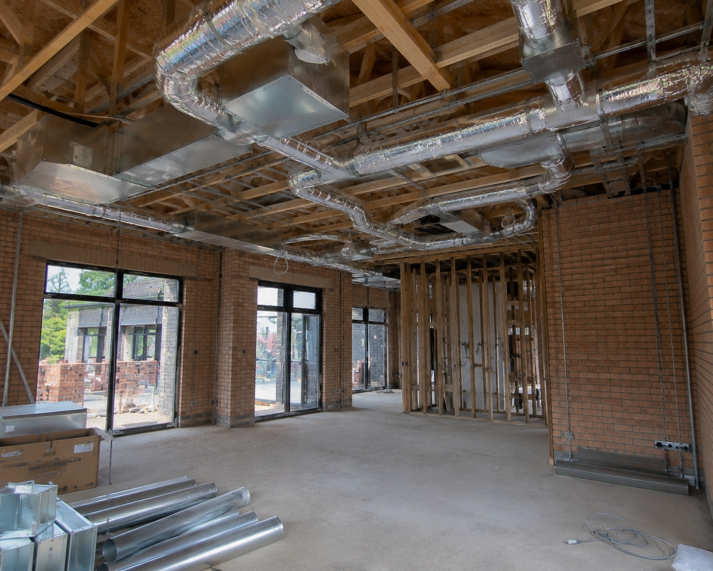 MVHR supply and extract ductwork before internal finishes