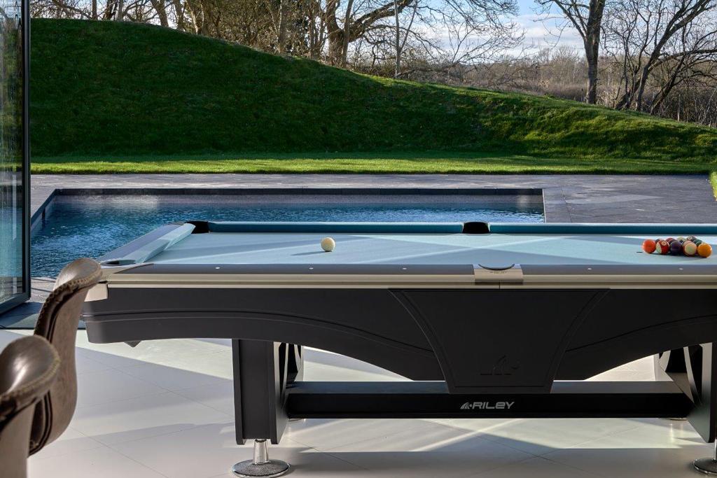 Outdoor pool viewed from the leisure room